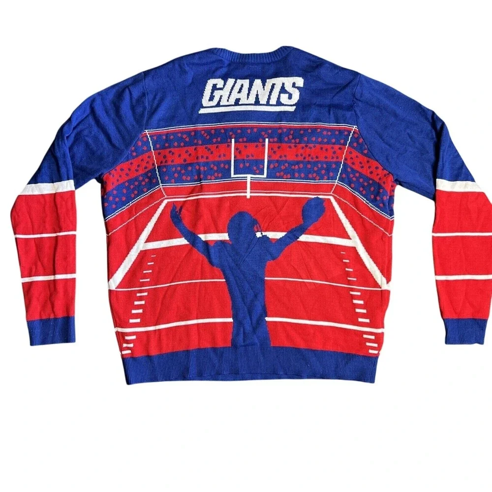 New York Giants NFL Sweater Sz XXL 2XL LED Light Up Christmas Ugly Pullover‎